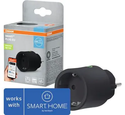 Zdjęcie produktu dla Gniazdo OSRAM SMART+ Matter Plug EU, 2300W, 10A, IP20, czarny, Alexa, Google Home, Apple HomeKit