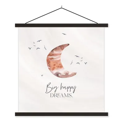 Produktbild von MuchoWow® Textilposter Kinder - Sprichwörter - Große glückliche Träume - Jungen - Mädchen - Aquarellieren 120x120 cm mit schwarzem Rahmen - Aufhängungsset