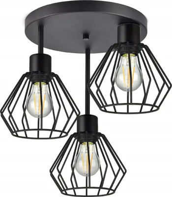Produktbild von Luxolar - Led Deckenleuchte 3 flammig aus Metal Draht im Edison-Stil - Hängelampe schwarz E27 60W - Deckenlampe wohnzimmer, Schwarz Metal