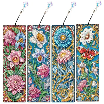 Diamond Painting Bookmarks, 4 St., Papier, Bastelset, Geschenk