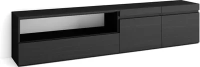 Produktbild von TV-Schrank, Lowboard, 200x35x45cm, Für TV-Geräte bis zu 80", Fernsehtisch, Schwarz