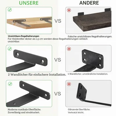 Immagine prodotto di Set di 4 supporti a L in metallo nero, da 10,2 cm, per mensole a parete