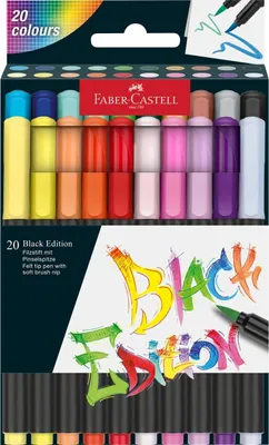 Immagine prodotto di FaberCastell 116452 Set di Penne a Punta di Feltro 20 pezzi Nero Edition