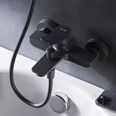 Produktbild von AM.PM Badewannenarmatur Wannenarmatur Schwarz Einhebelmischer Wandmontage Bad Messing Badewannen Armaturen