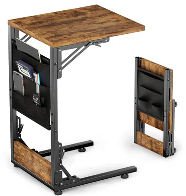 Klappbarer C-Beistelltisch, 30x40x64,5 cm, braun, mit Tasche