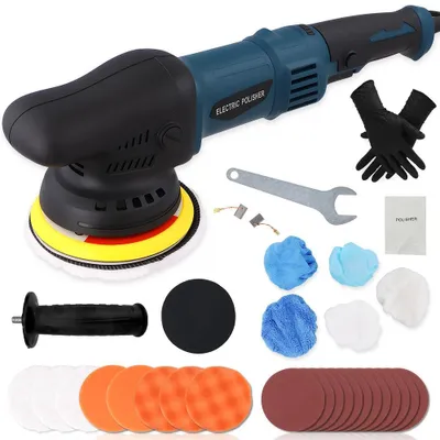 Produktbild von Elektrische Auto Poliermaschine - 980 W Exzenterpolierer - 12 cm Stützteller - 6 Stufen - 550–3300 U/min - für Wachsen und Polieren