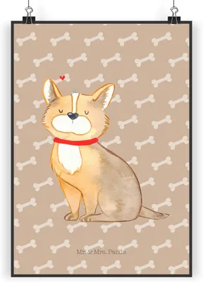 Produktbild von Mr. & Mrs. Panda Bild Hund Glück DIN A4 - Hundeglück - Geschenk, Wandbild, Plakat, drucke, Spruch, Posterdruck, Niedlich, Liebe, wanddeko, Herz, Sprüche