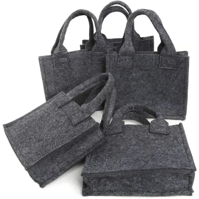 Produktbild von 5 kleine Filztaschen 15 x 4 x 12 cm dunkelgrau Mini Geschenktaschen