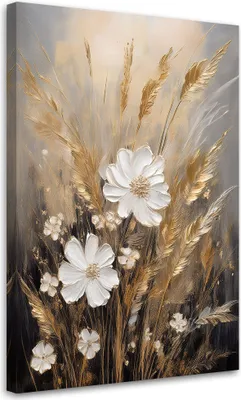 Produktbild von Leinwandbild Wiese Naturblumen 60x90 Feeby Beige bild für die wand bereit zum aufhängen