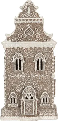 Produktbild von Clayre & Eef Lebkuchenhaus mit LED 17x15x35 cm Braun Kunststoff