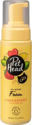Obrázek produktu pro Pet Head Felin Good Foam Shampoo for Cats | Svěží ovocná vůně | Rychleschnoucí šampon bez oplachování | Přírodní a veganské složky | Vhodné pro kočky a koťata | 200ml