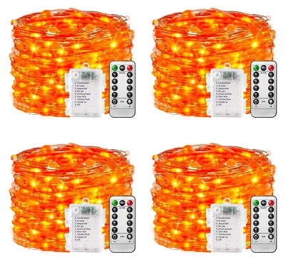 Lichterkette 100 LEDs, 10 m, 8 Modi, Fernbedienung, Timer, warmweiß, 4er-Set