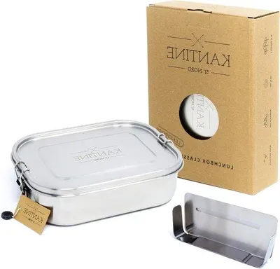 Image de Lunchbox Classic XL - anti-fuite - 1400 ml boîte à pain en inox avec 2 compartiments - séparateur flexible