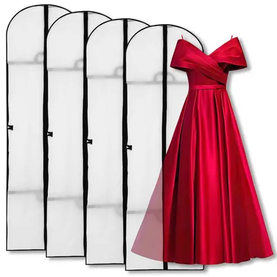 Produktbild von Omgoods - 4 Kleiderbeutel - Weiß, 180 x 60 cm - Für Kleider und lange Mäntel