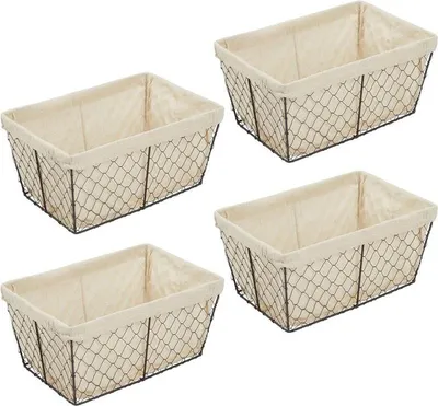 Produktbild von mDesign Drahtkorb Aufbewahrung Ablage Organizer Stoff 4er-Set Metall Bronze