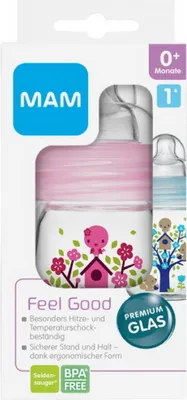 Produktbild von MAM Feel Good Glasflasche, 170 ml, 2Stück