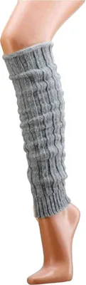 Produktbild von krautwear® 1 Paar Stulpen mit Alpakawolle ca. 40cm Legwarmers Grobstrickstulpen (silber)