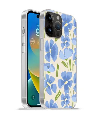 Produktbild von MuchoWow® Handyhülle Schutzhülle Hülle für Apple iPhone 14 Pro Max Blume - Blau - Muster Silikon Softcase Handy Hülle - Hardcover