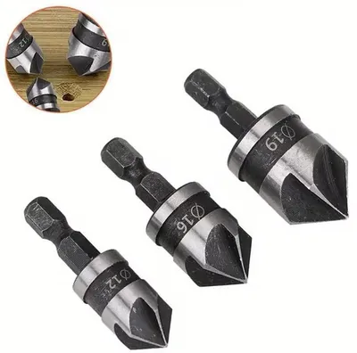 Obrázek produktu pro Sada kuželových fréz pro zahlubování hran / opracování okrajů otvorů - 3 kusy