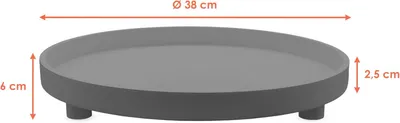 Produktbild von Rundes XL-Dekotablett auf Füßen, 38 x 6 cm, grau – großes Holztablett für Kerzen mit Rand