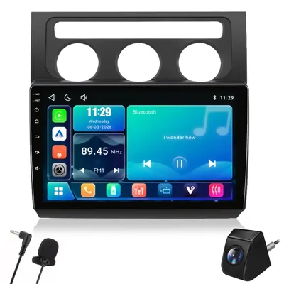Productafbeelding van Autoradio voor VW Touran 1T1, 1T2, 1T3, bouwjaar 2003-2010, met draadloze CarPlay en Android Auto, DSP, inclusief achteruitrijcamera en microfoon, 10-inch Linux-systeem