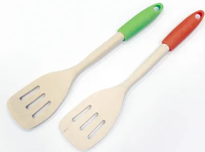 Productafbeelding van Spatel 32 cm van birkenhout met elastomergreep
