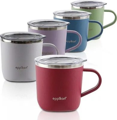 Immagine prodotto di Tazza termica, tazza isolante per caffè, da 220 ml e 280 ml con coperchio, tazza per caffè e tè, rosso vintage.