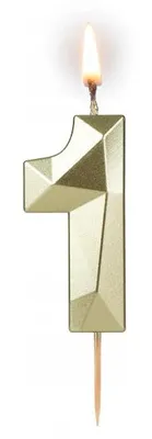 Productafbeelding van Tamipol Verjaardscandle, cijfer 1, goud, diamantlook, 58 mm