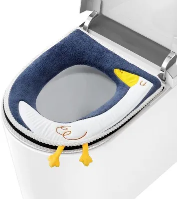 Productafbeelding van Unyqoos® Universeel wasbaar toiletbrilhoes – dikke pluche stof met rits, antibacterieel, waterafstotende Kunstleder achterkant