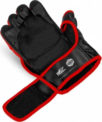 Produktbild von Starpro F55 Fusion Grappling Handschuhe S/M - Premium Synthetisches Cronos Leder Schwarz Rot - Professionelles Training MMA Sparring Kickboxen Boxsack Workouts Fitnessübungen Männer Frauen