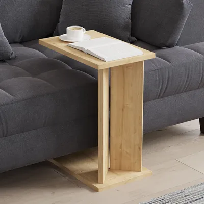 Image de Skye Decor, Lun - Sapphire Oak, table d'appoint, chêne saphir, PANNEAU DE PARTICULES 100 % MÉLAMINÉ, 25 x 50 x 48,6 cm