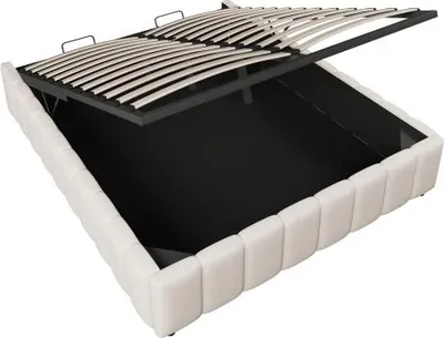 Produktbild von Polsterbett 140x200cm Ohne Matratze Beige Doppelbett Ohne Kopfteil Hydraulische Lagerung Jugendbett Gaestebett