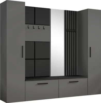 Produktbild von Masseno Garderobe-Set MODULO 241,2/204/40 cm Modern Garderobenschrank Grau