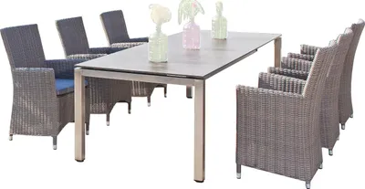 Produktbild von Sonnenpartner Ikarus & Base 7-teilige Sitzgruppe 200x100 cm Edelstahl stone-grey