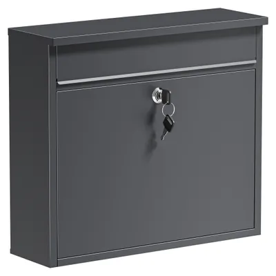 Produktbild von Wiltec Briefkasten V13 Anthrazit 360 x 105 x 315 mm, Wandbriefkasten mit Schloss und Klappe, Postkasten aus Stahl pulverbeschichtet