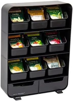 Produktbild von PromoHome® Teebeutel-Organizer - 11 Schubladen, schwarze Küchenaufbewahrungslösung