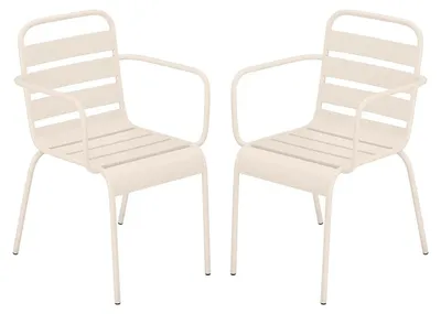 Produktbild von Gartensessel stapelbar 2er-Set - Metall - Beige - MIRMANDE von MYLIA