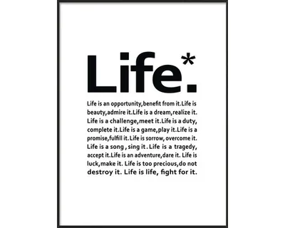 Produktbild von Modernes Gerahmtes Bild Serie Life 33x43 cm Schwarz-Weiß mit Lebensweisheiten