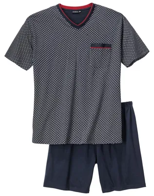 Produktbild von Götzburg Pyjama Shorty dunkelblau gemustert XXL