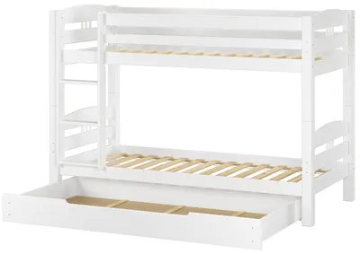 Produktbild von Etagenbett Kiefer weiß 90x200 Massivholzbett Kinderbett Zubehör wählbar V-60.10-09WRollrost und Bettkasten inkl.
