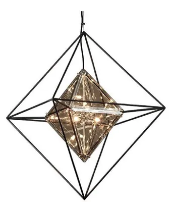 Produktbild von Casa Padrino Luxus LED Hängeleuchte Schwarz 61 x 61 x H. 85,7 cm - Designer Lampe mit handgefertigtem Schmiedeeisen Rahmen