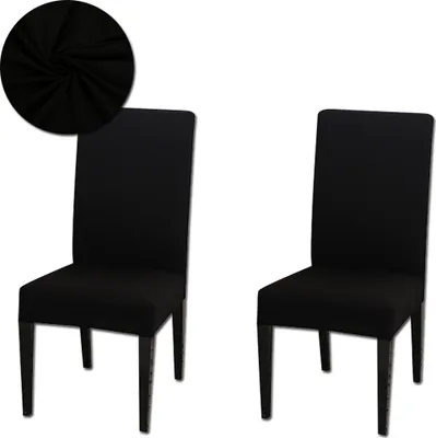 Immagine prodotto di Coprisedia 2 pezzi, coprisedia universale elasticizzato moderno unicolore Coprisedia sala da pranzo, nero