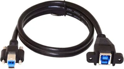 Produktbild von SYSTEM-S USB 3.0 Kabel 50 cm Typ B Stecker zu Buchse Schraube in Schwarz