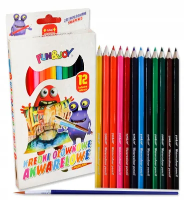 Produktbild von Titanum Aquarell-Buntstifte-Set mit Pinsel 12 Stück