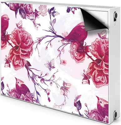 Produktbild von Magnet Heizkörperverkleidung Heizkörper-Abdeckung Heizung Heizkörper 100x60 cm  - Violett, vögel