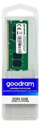 Zdjęcie produktu dla Pamięć SODIMM DDR4 GOODRAM 32GB (1x32GB) 3200MHz CL22 1.2V