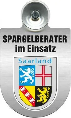 Produktbild von Einsatzschild mit Saugnapf - Spargelberater im Einsatz - incl. Regionenwappen 393835 Color - Region Saarland