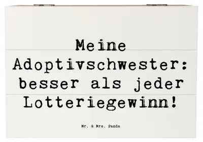 Produktbild von Mr. & Mrs. Panda Geschenkbox Spruch Adoptivschwester Wunder 22 x 15 cm - Weiß - Geschenk, persönliche Erinnerungen, Familienmitglieder, Kiste, Glück, Segen, geschenkkiste