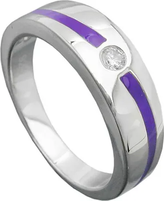 Produktbild von Ring Damenring mit lila Streifen weiße Zirkonia 925 Silber Innenumfang 62mm  Ø19.7mm