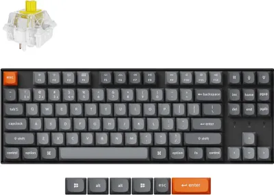 Obrázok produktu pre Keychron K8 Max, 80%, Káblový a bezdrôtový, USB + RF Wireless + Bluetooth, Mechanický spínač kláves, RGB LED, Čierna